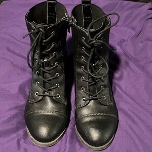 Brash Black Lace-Up Boots